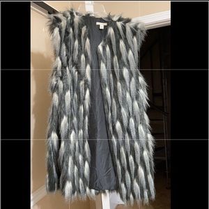 White & black fur vest